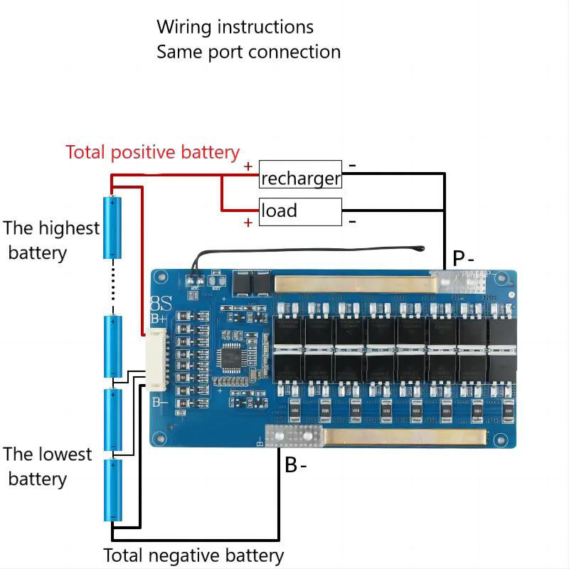 8 série carte de protection de la batterie au lithium fer phosphate 24V 40A 50A 60A fabrication en ligne de PCB